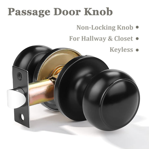 Probrico round passage knob black side profile showing finish