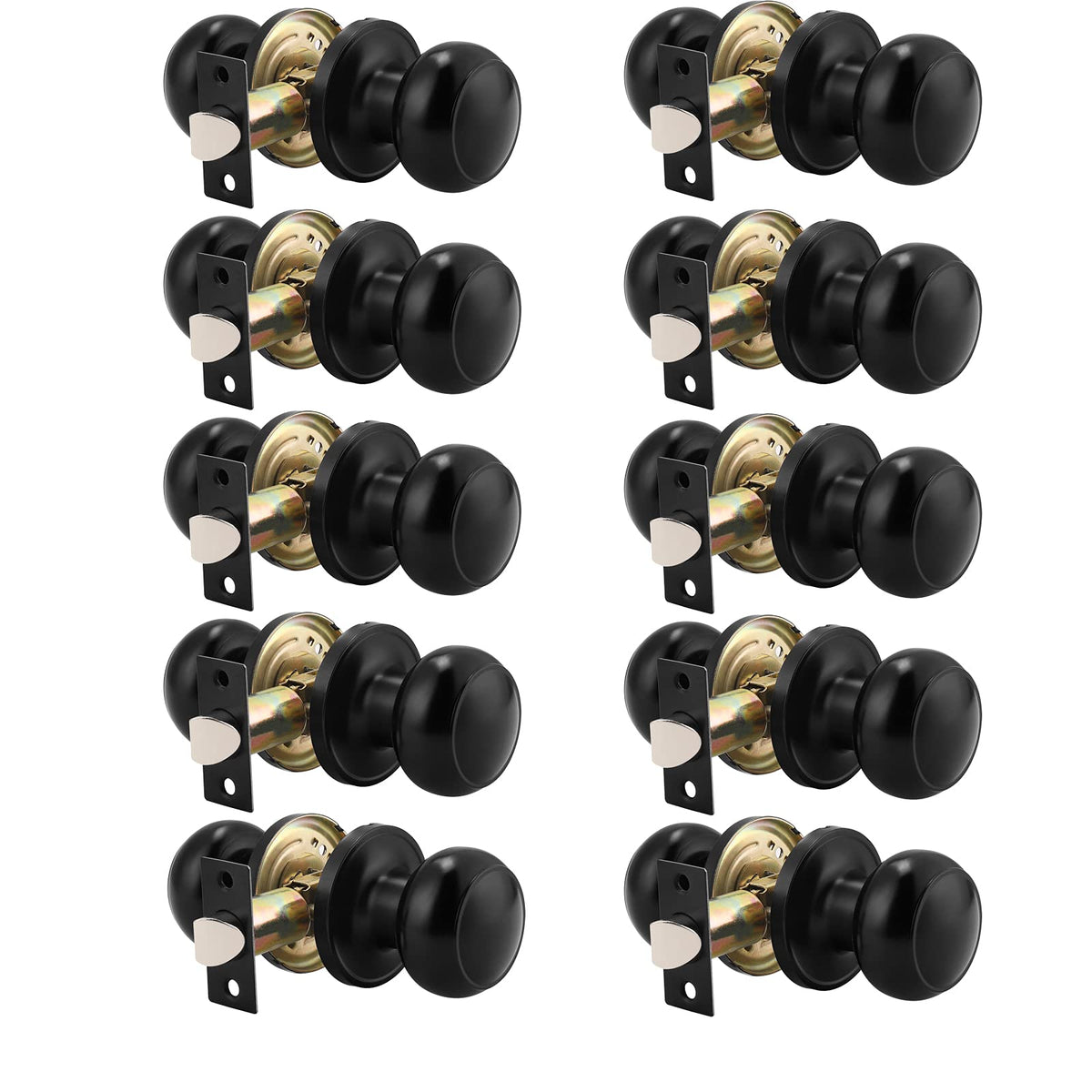 Probrico round passage knob in black finish for interior doors