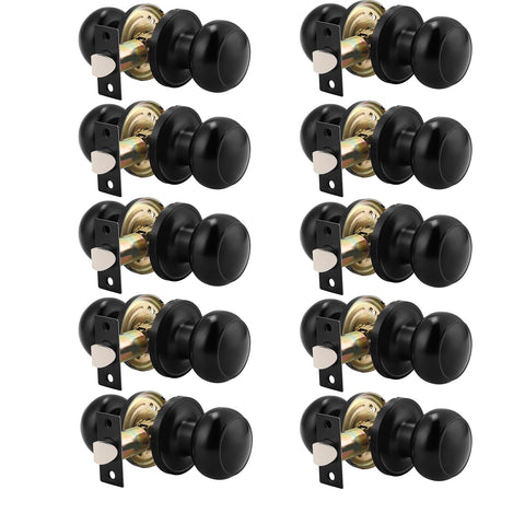 Probrico round passage knob in black finish for interior doors