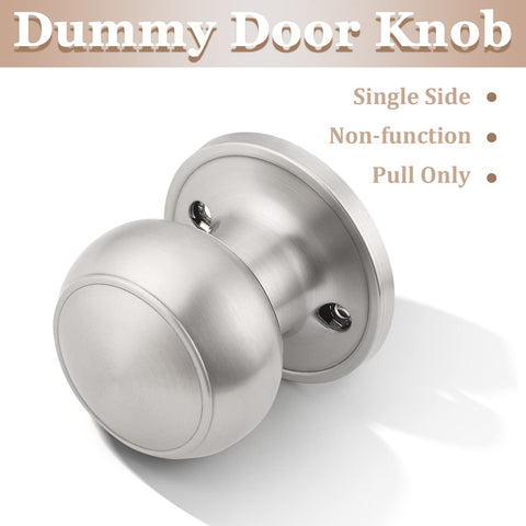 Probrico satin nickel half-dummy knob on interior door for decorative pull.