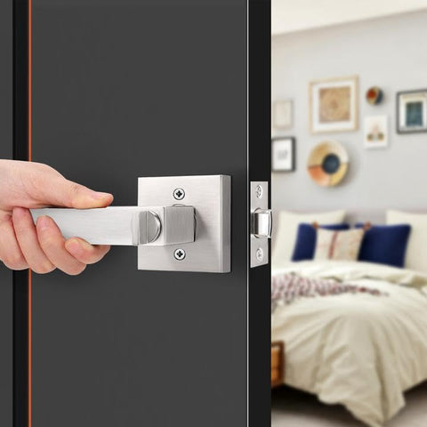 Probrico satin nickel square privacy lever with adjustable latch