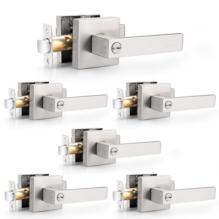 Probrico satin nickel square privacy lever packaging photo for quality look