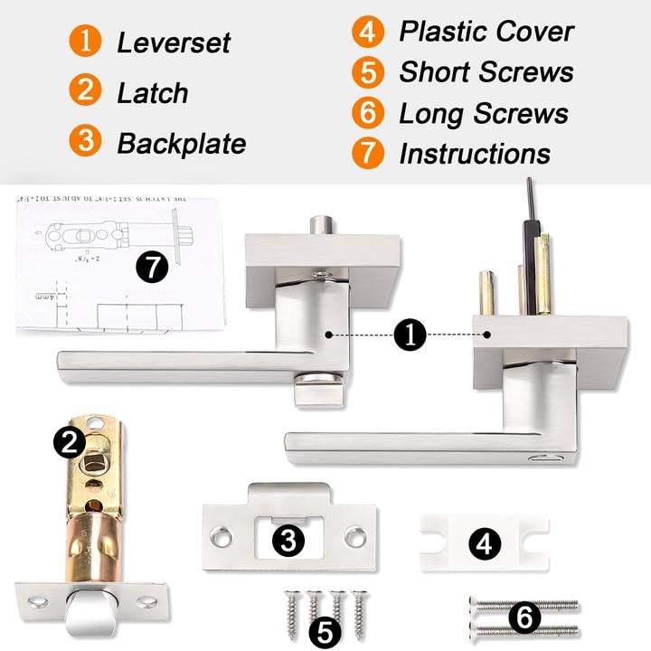 Probrico satin nickel square privacy lever six-pack display
