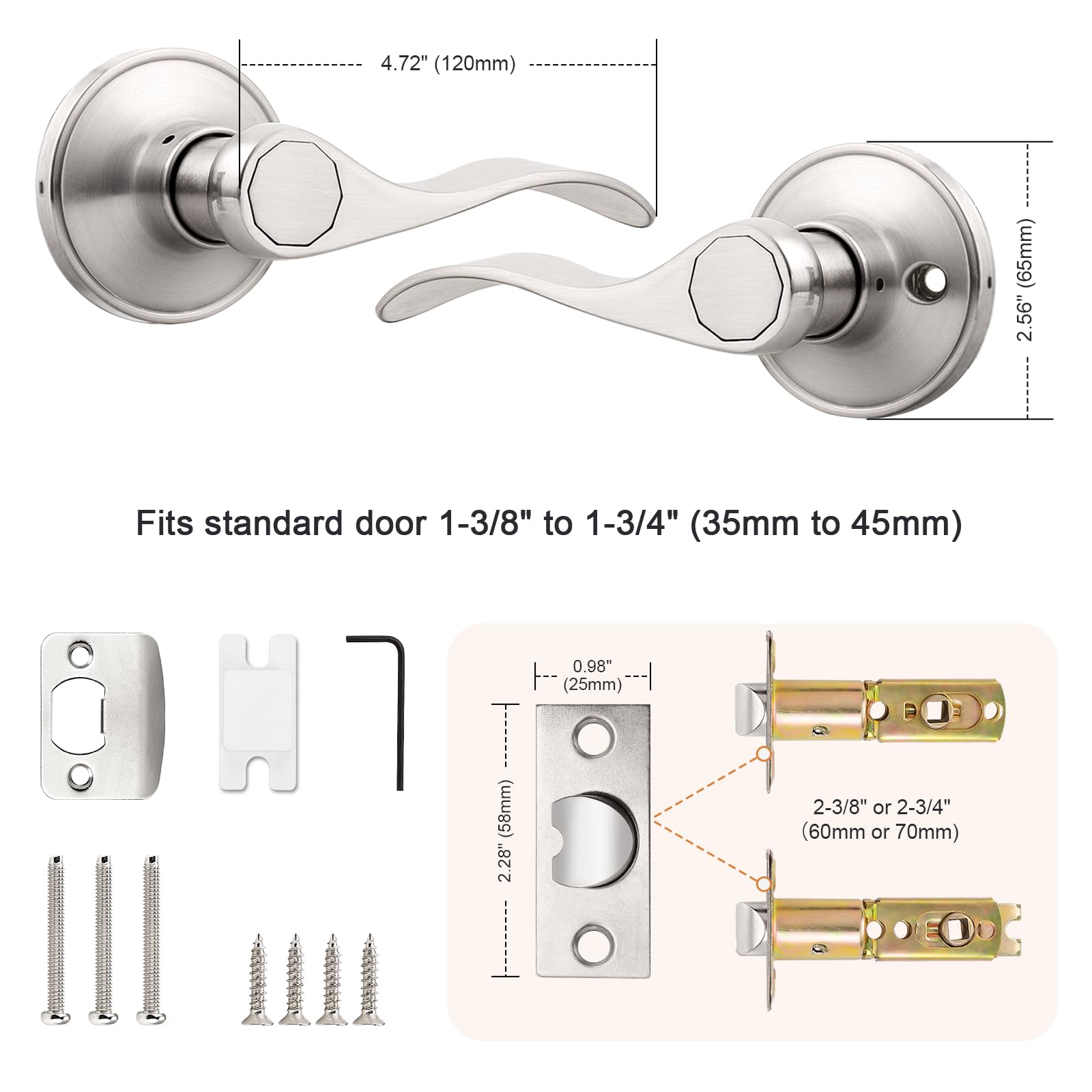 Durable zinc alloy frame with satin nickel finish for interior use
