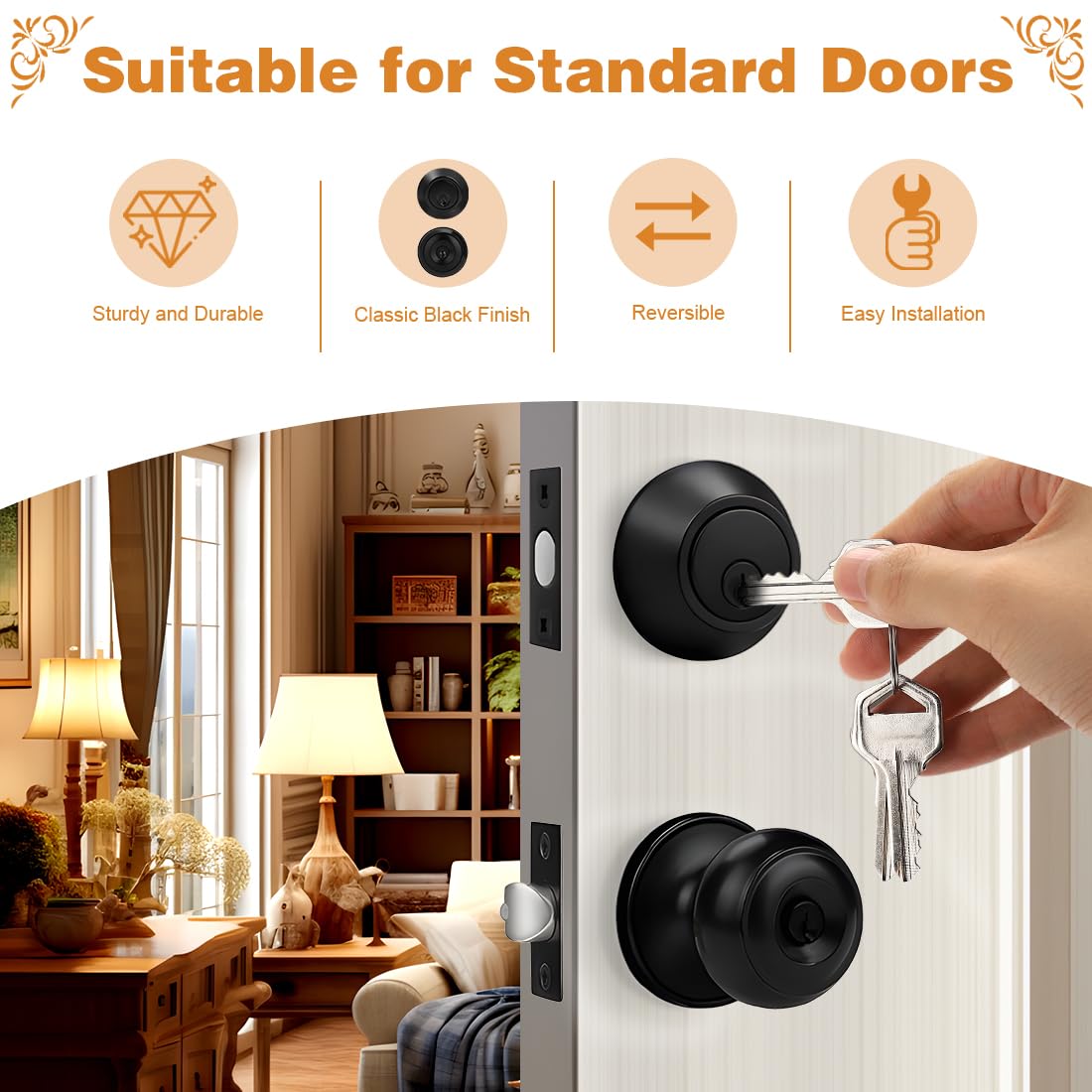 Probrico single-cylinder deadbolt flat black with keyed-alike convenience.