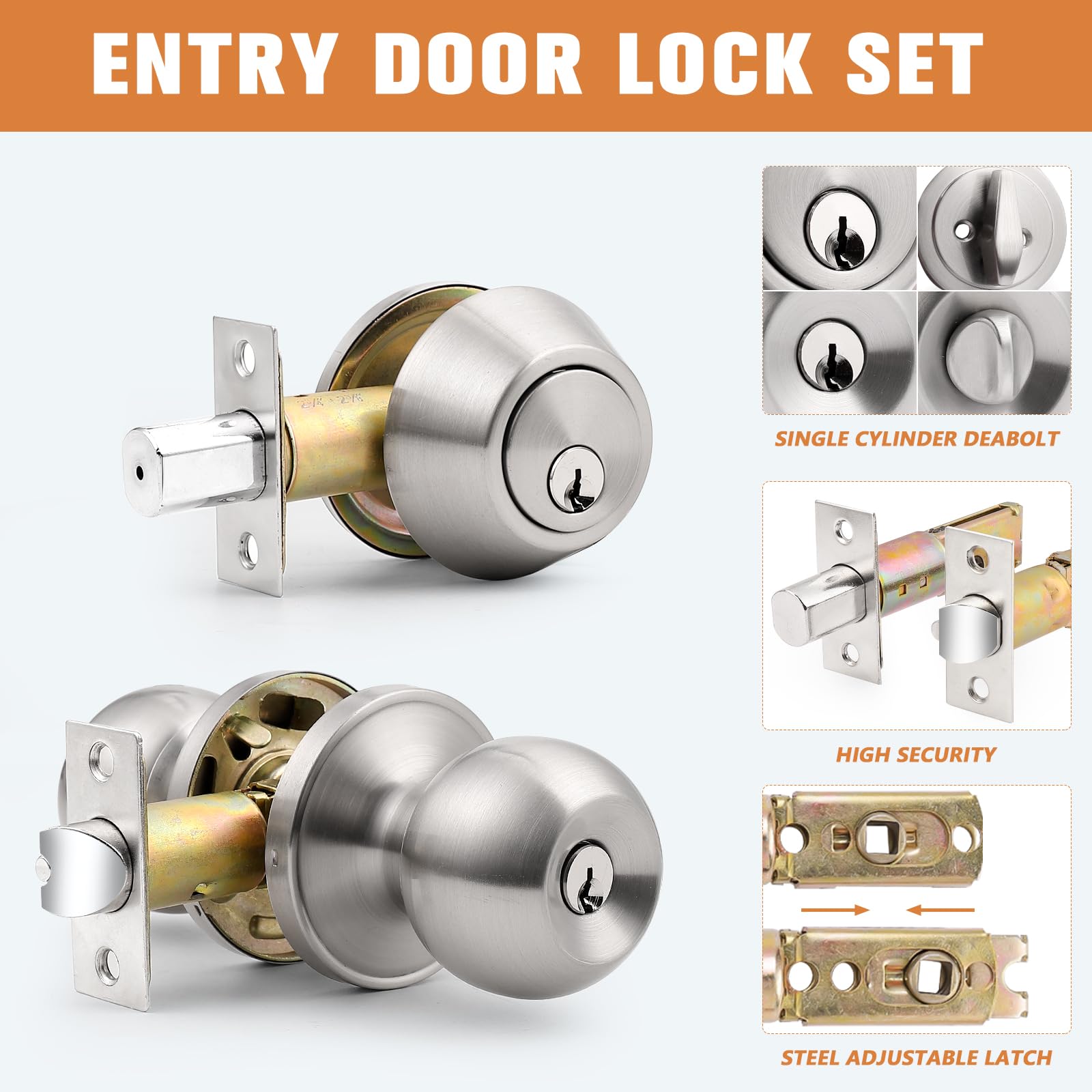 Probrico single-cylinder deadbolt with thumb-turn for secure indoor control