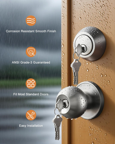 Probrico single-cylinder deadbolt with interior thumbturn for easy locking.