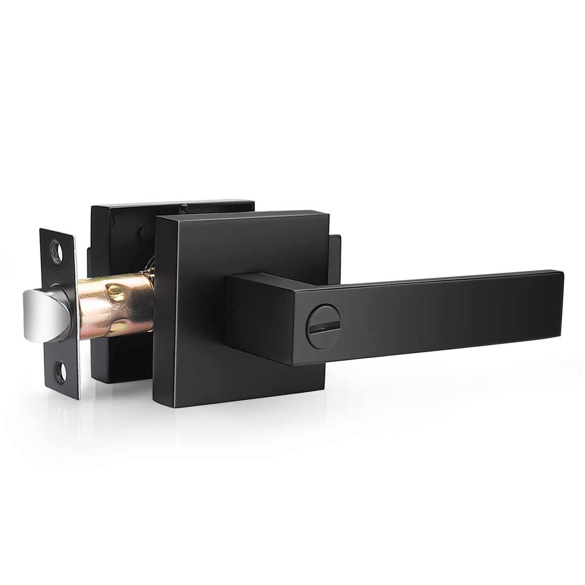 Probrico square door handle matte black front view for modern interiors.