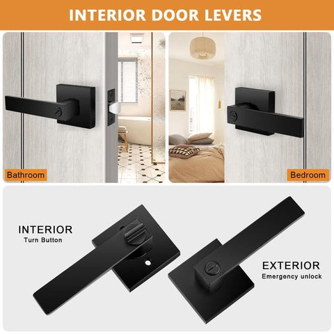 Probrico square door handle matte black side view showing slim profile.