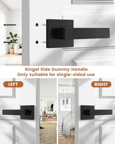 Probrico square dummy lever for French doors in black presents a non-turning option