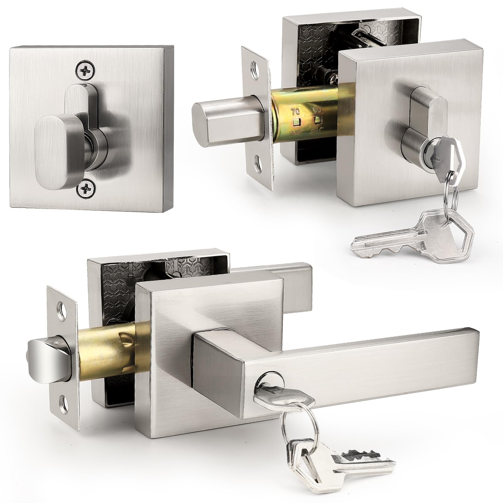 Probrico square entrance lever with backplate for durable daily use.