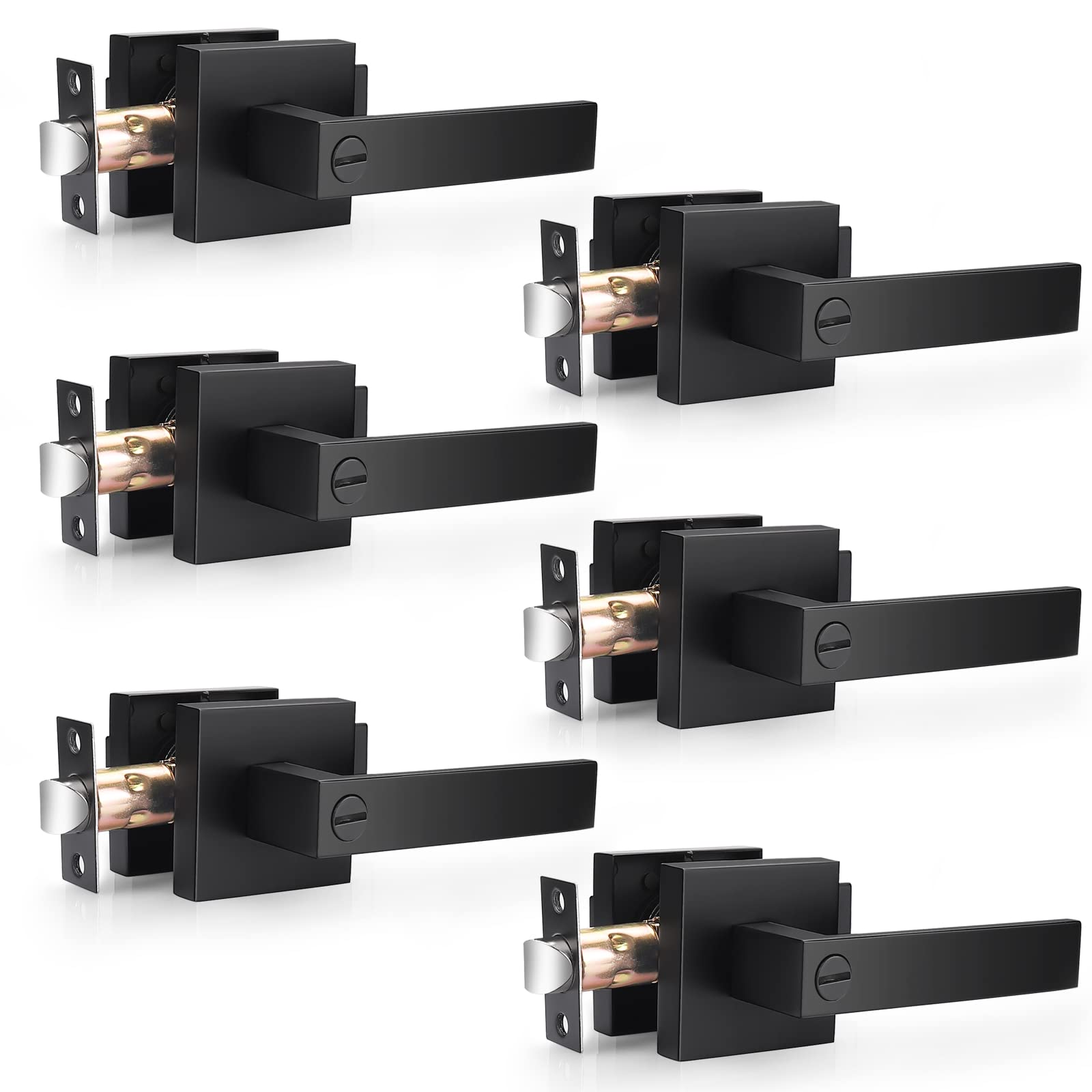 Probrico square privacy lever in flat black with a comfortable grip for interior doors