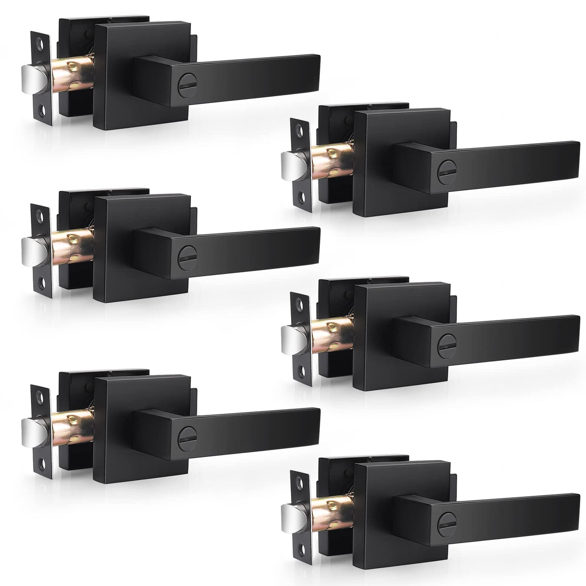 Probrico square privacy lever in flat black with a comfortable grip for interior doors