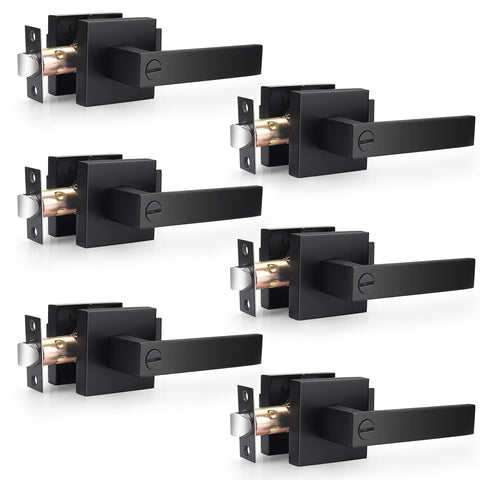 Probrico square privacy lever in flat black with a comfortable grip for interior doors