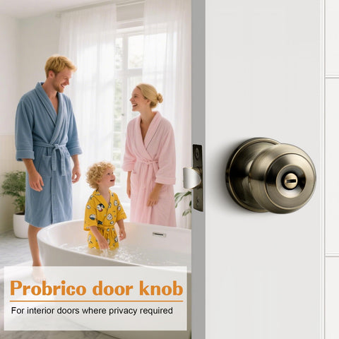 Probrico thumb-turn privacy function enables inside locking for bedrooms and baths.