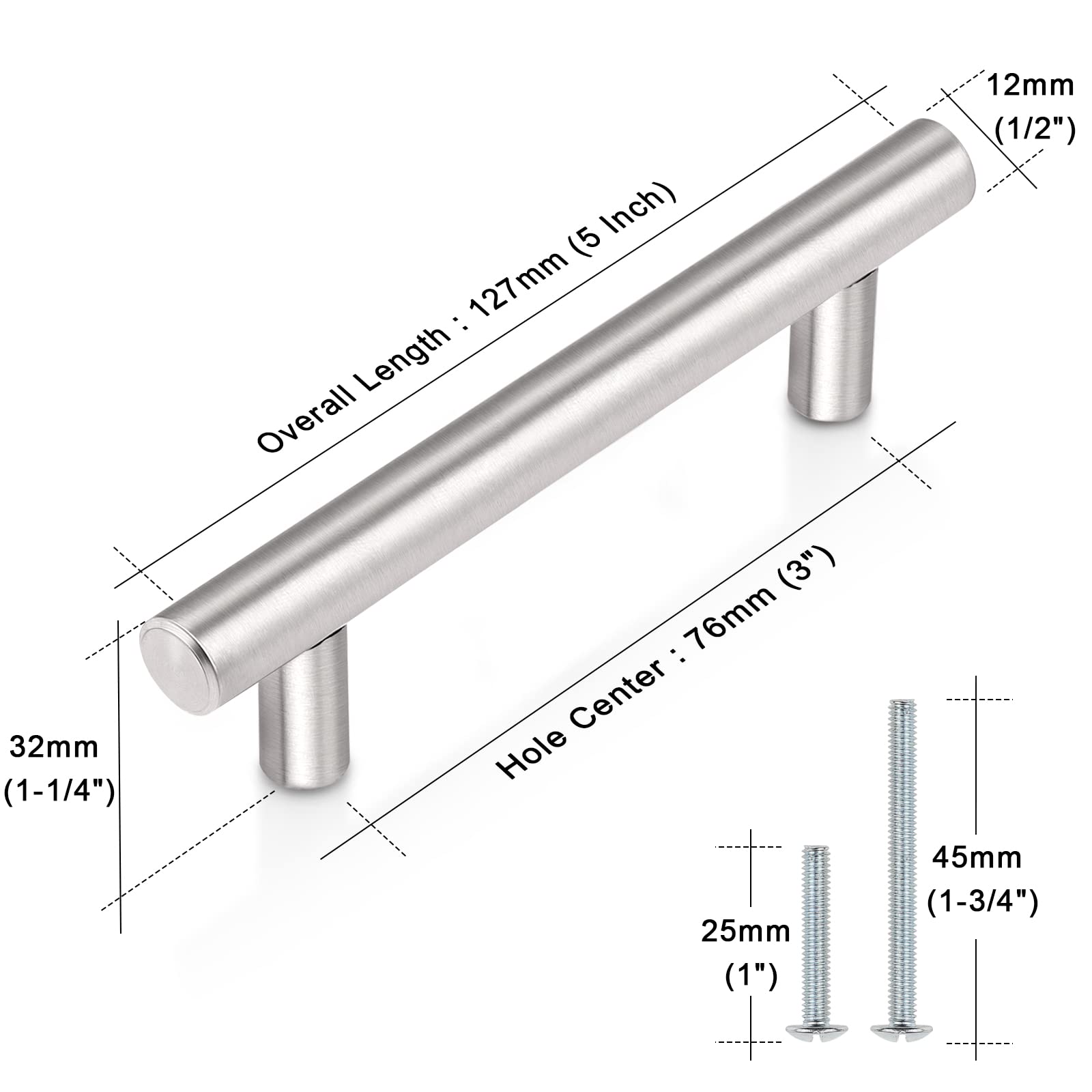 Probrico wardrobe and dresser hardware in brushed nickel for coordinated decor.