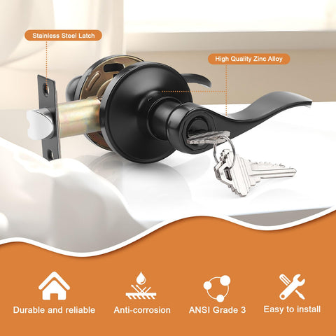 Wave-style Probrico lever in black enhances curb appeal.