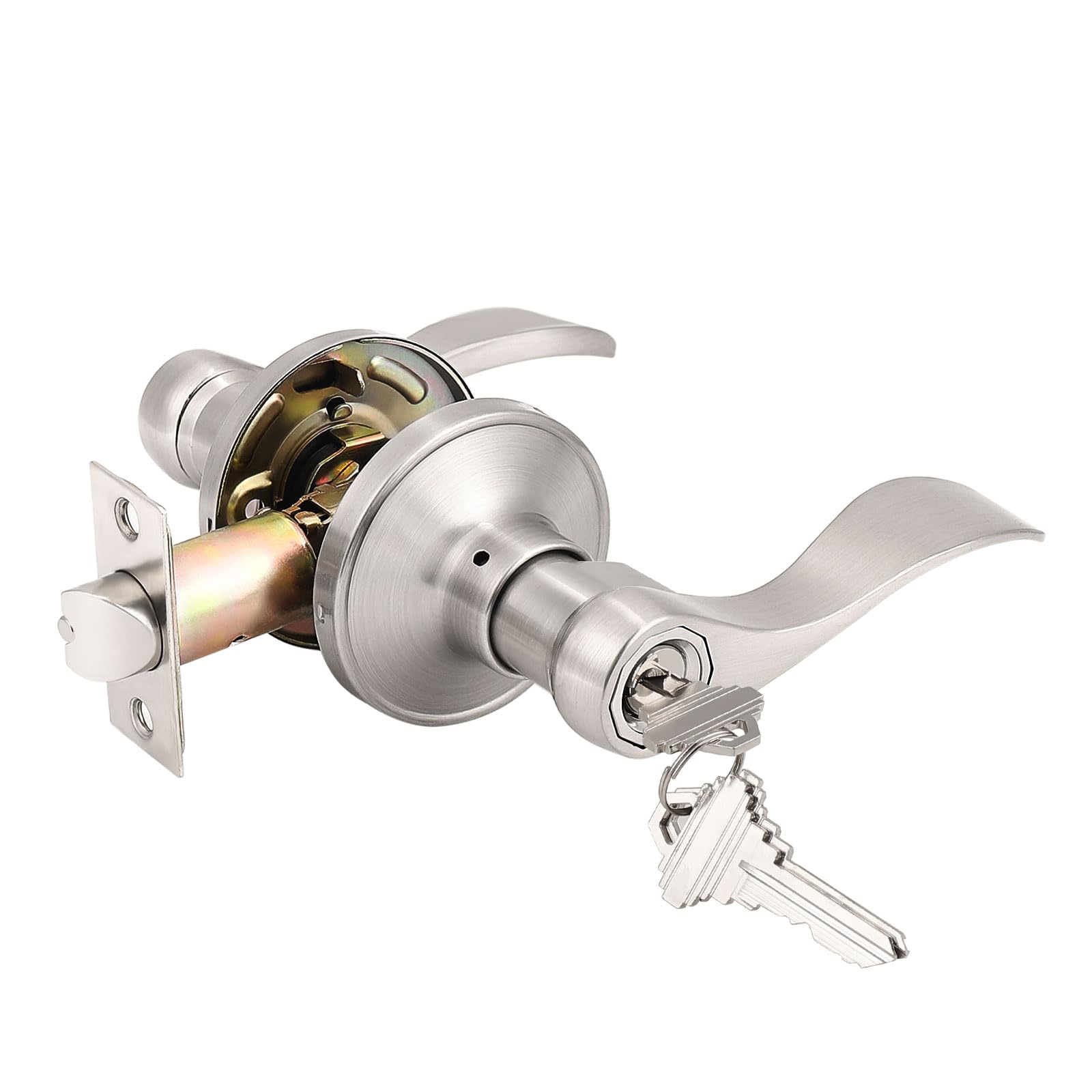 Probrico Wave-style lever handle front view, durable grip for daily entry.