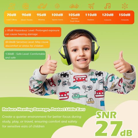 ProCase kids green headphones with 360-degree cups for snug wear