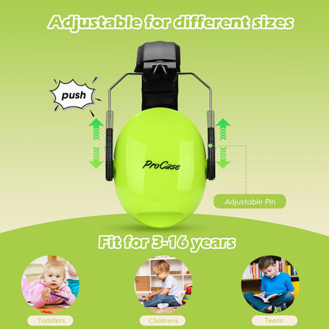 ProCase kids headphones in green, folding compact design for travel