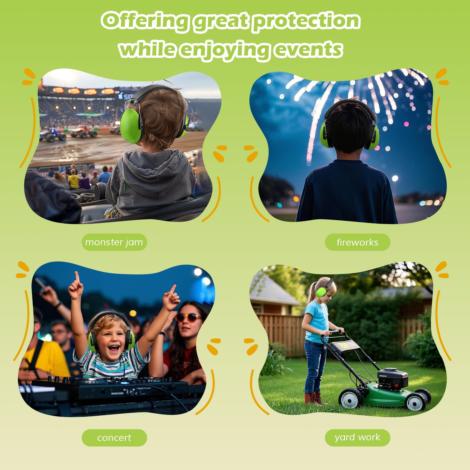 ProCase kids green headphones with holeless pivot to prevent hair snagging