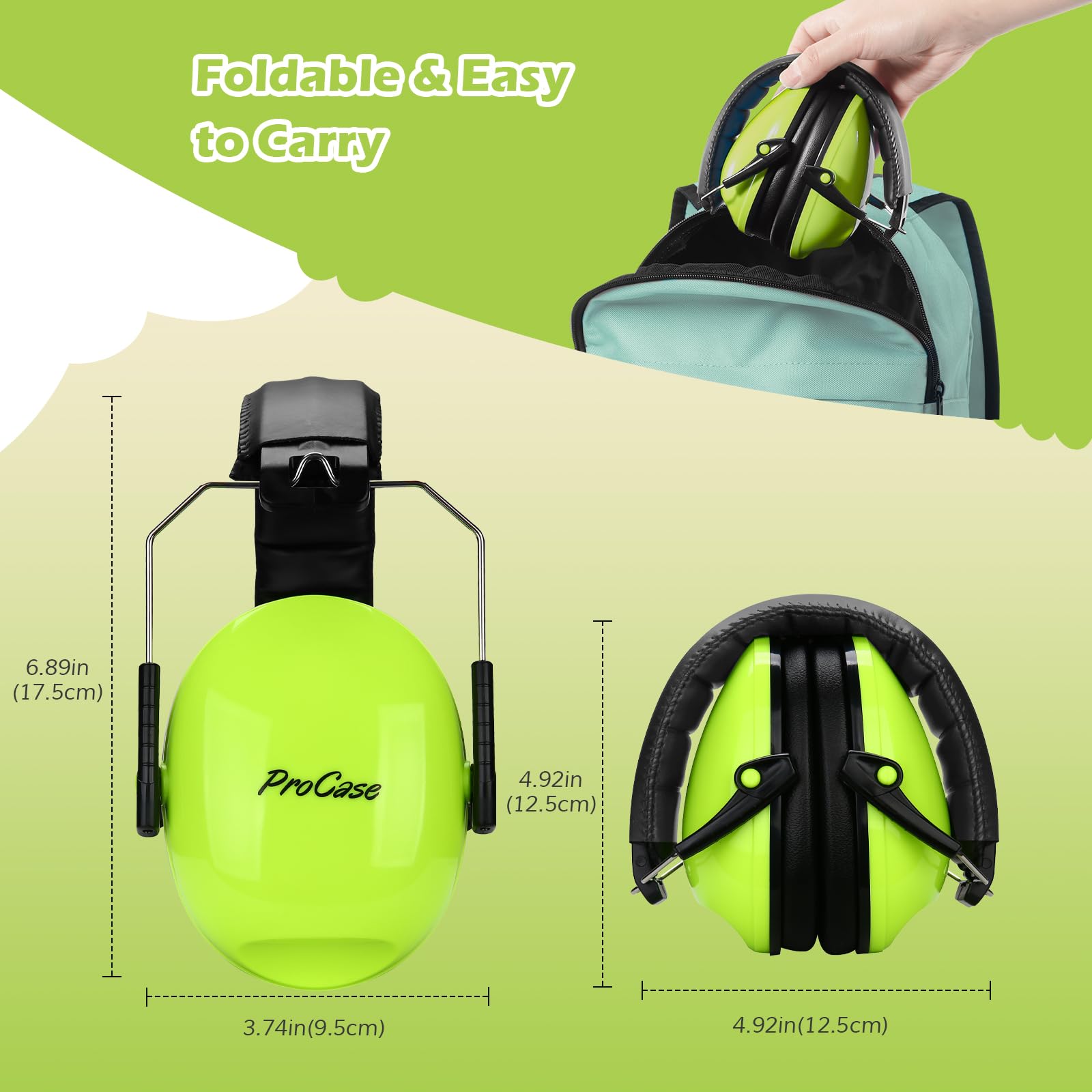 ProCase kids green headphones travel-friendly for events