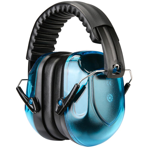 ProCase noise reduction earmuffs in crystalblue shield ears during mowing