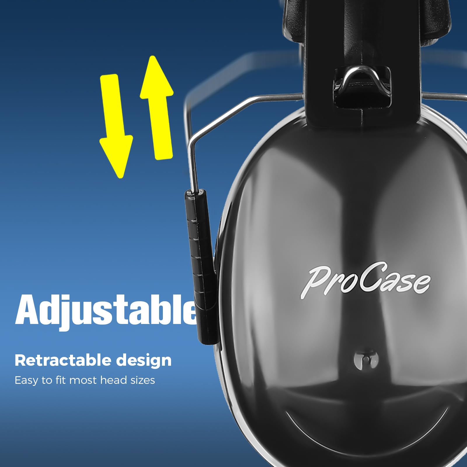 ProCase NRR 32dB earcup closeup shows cushioned comfort for extended use.