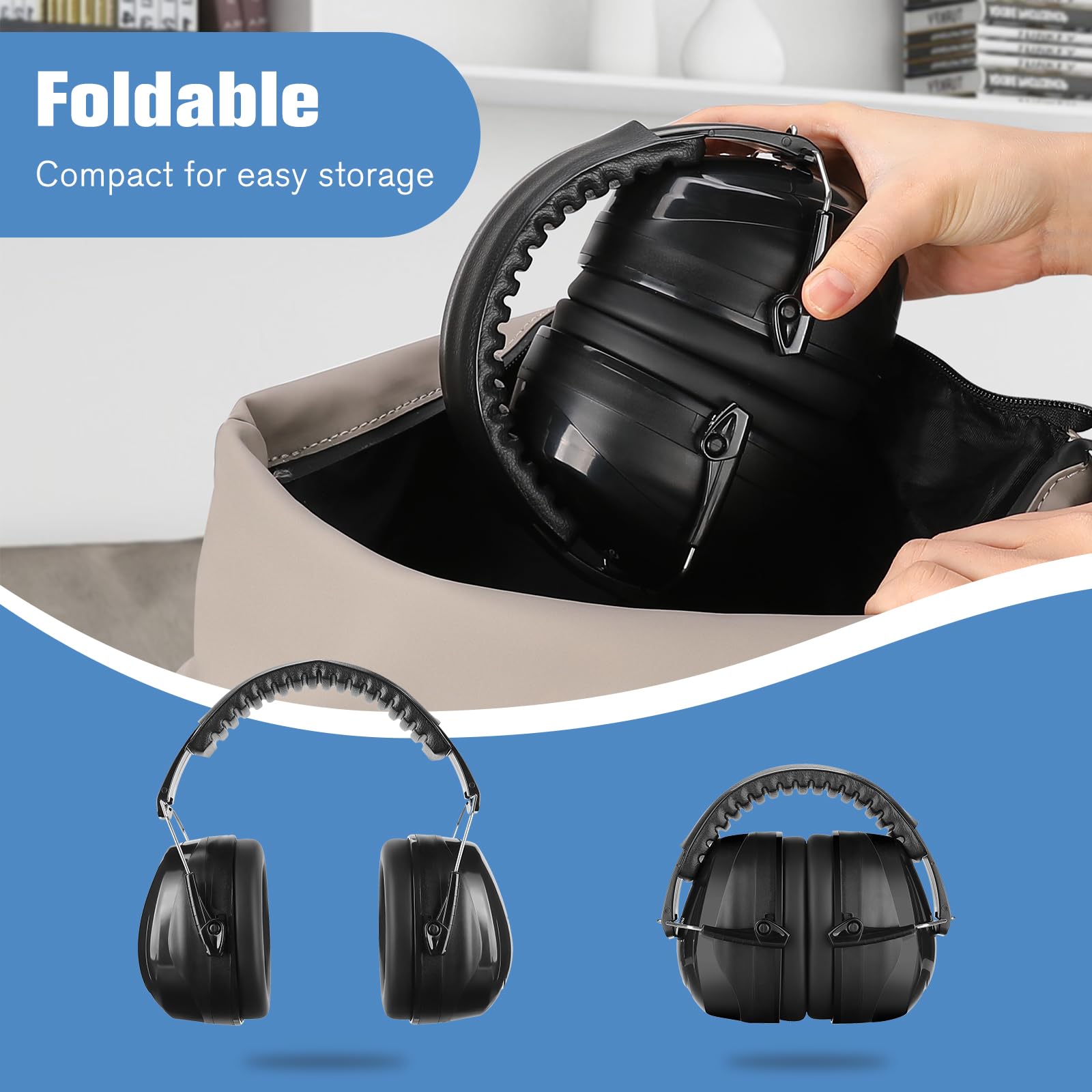ProCase NRR 32dB folded compact design for easy transport.