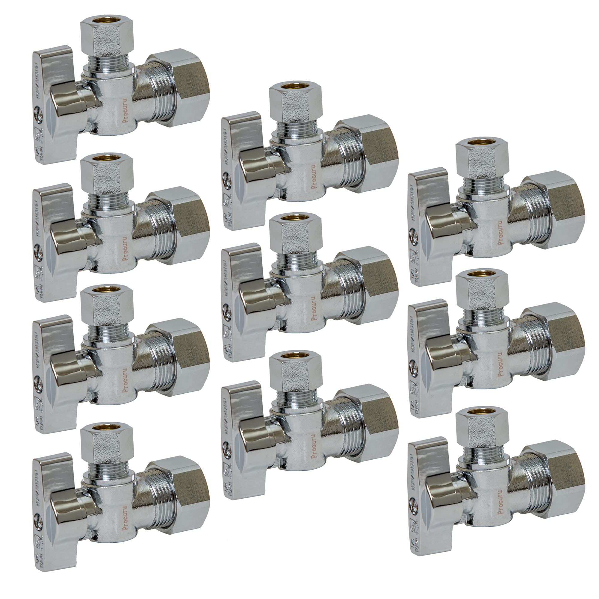 PROCURU heavy-duty angle stop valve close-up showing durable construction for reliable shut-off.