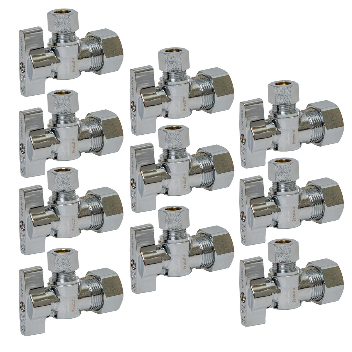 PROCURU heavy-duty angle stop valve close-up showing durable construction for reliable shut-off.