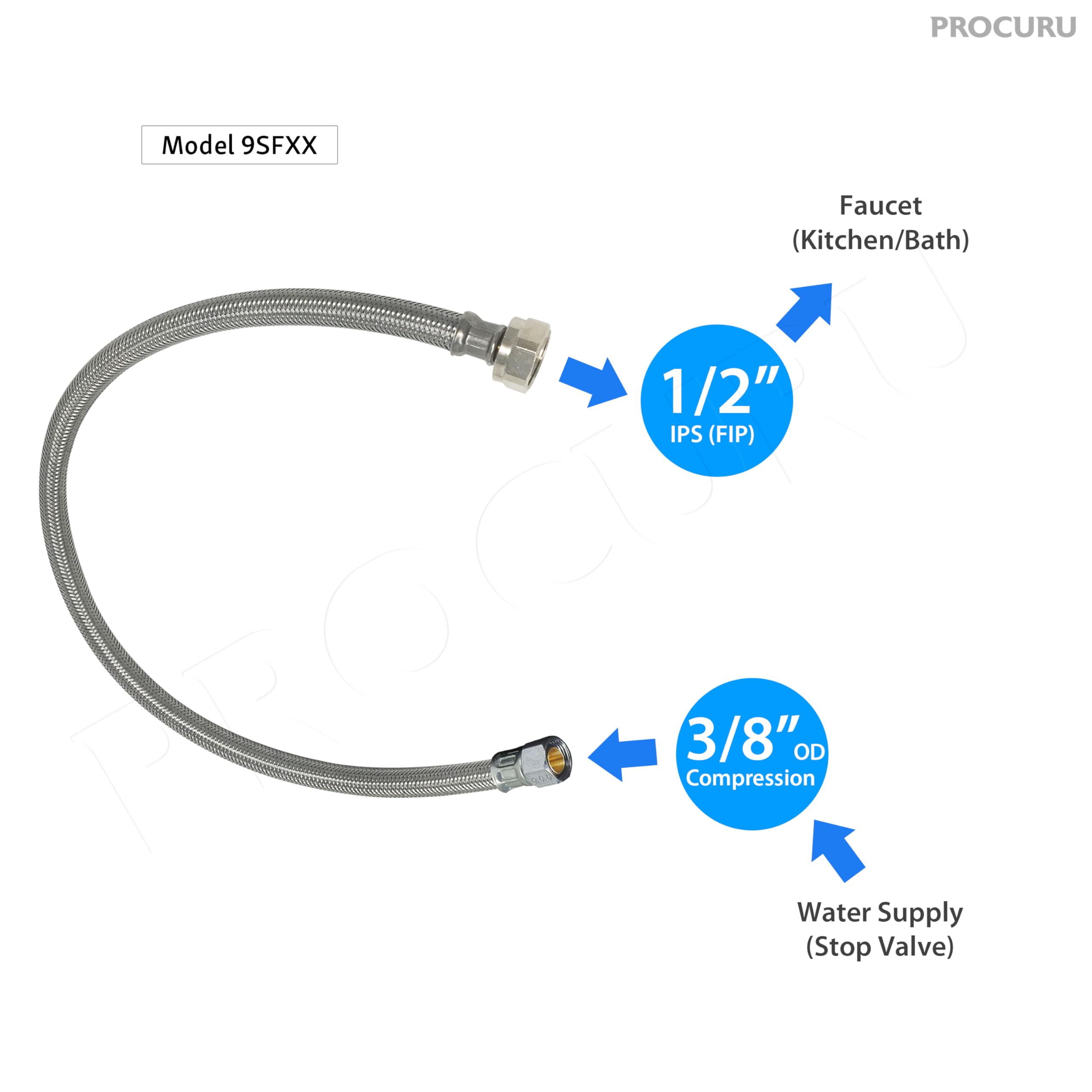 PROCURU nickel-plated brass nuts secure reliable faucet fittings.