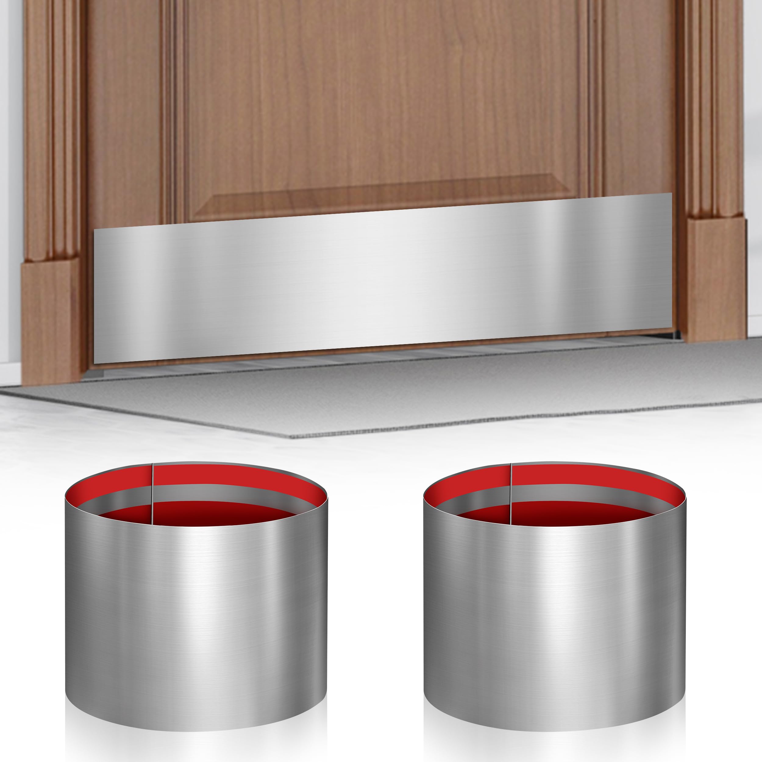 Profasion 2-pack brushed-silver door kick plate installed on a 36-inch door protects the bottom edge.