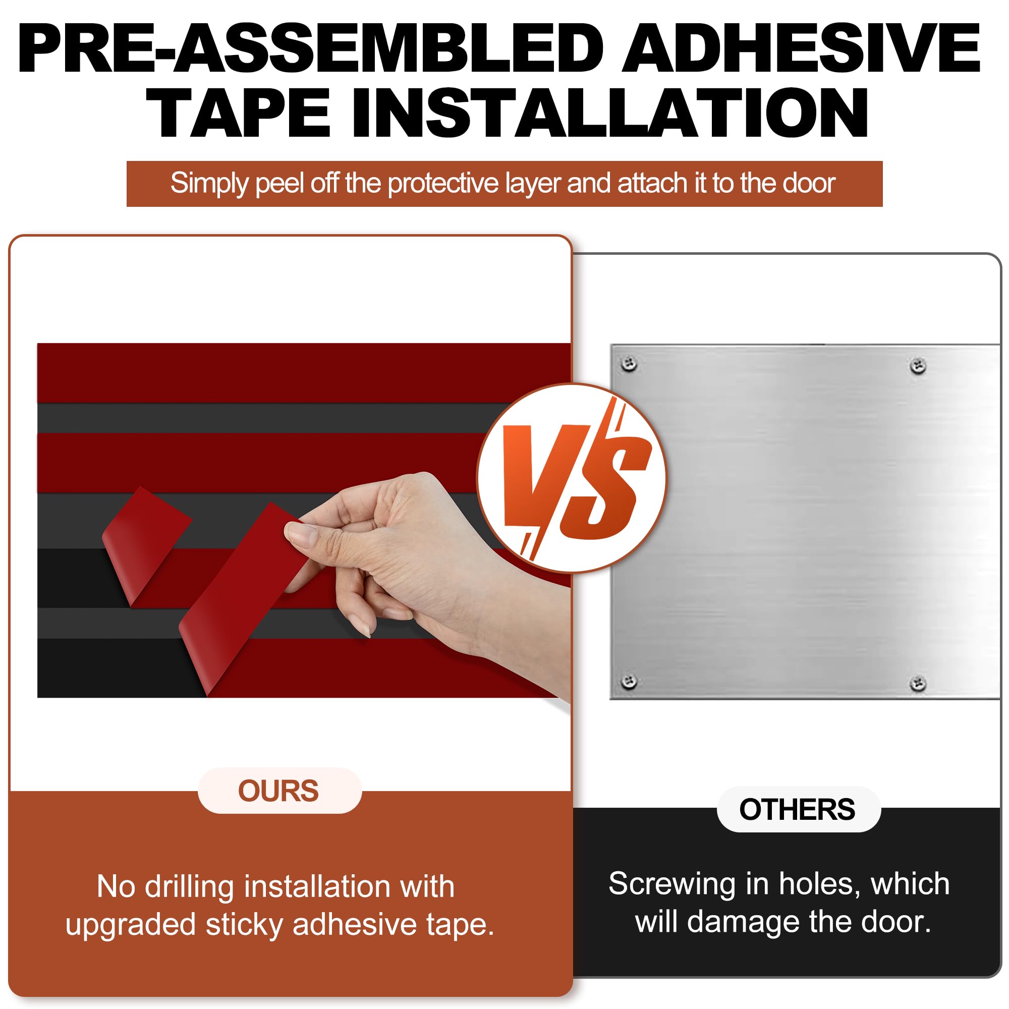 Profasion brushed black kick plate adhesive back view shows easy install