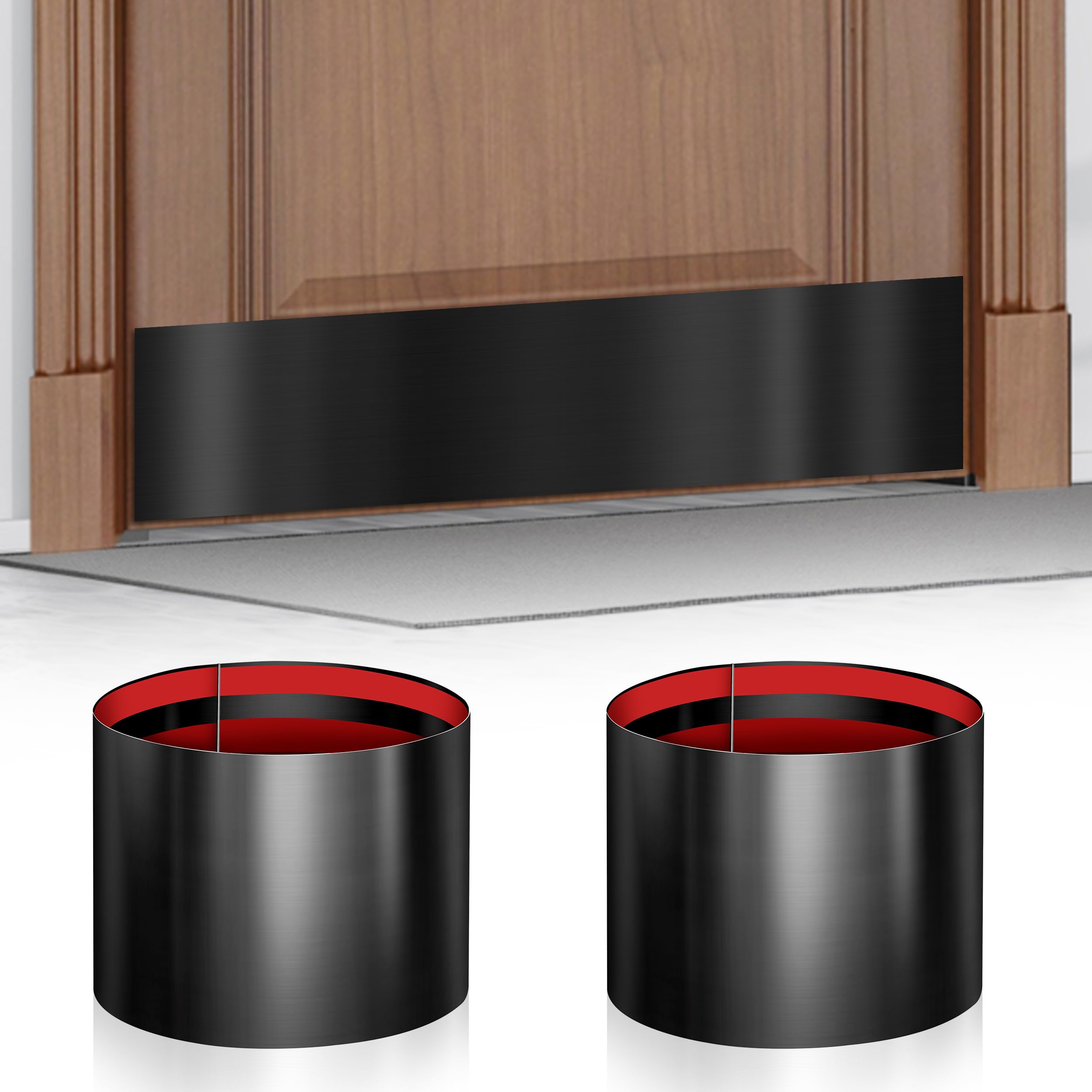Profasion brushed black door kick plate front view protects bottom edge