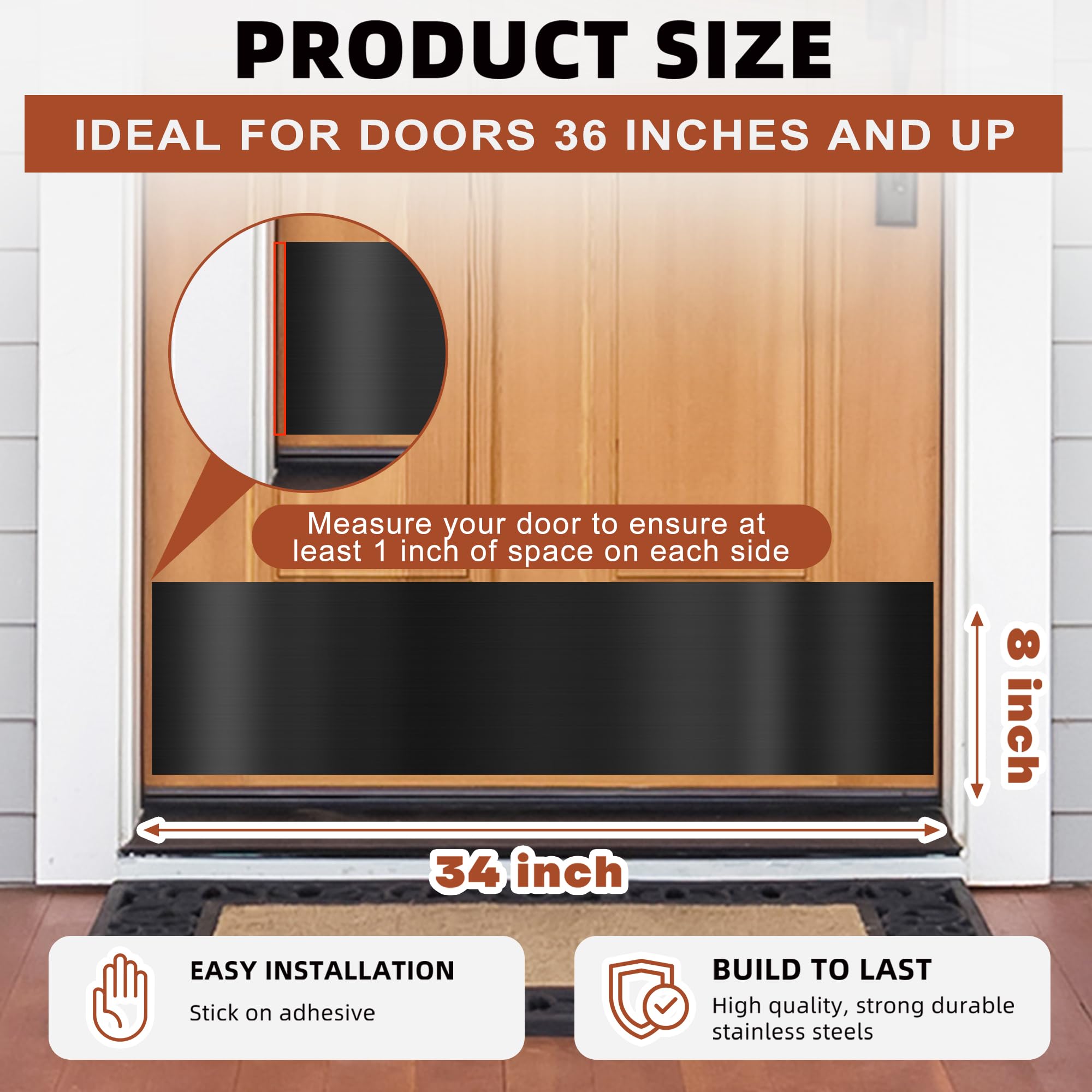 Profasion installed door kick plate on a doorway for interior or exterior protection