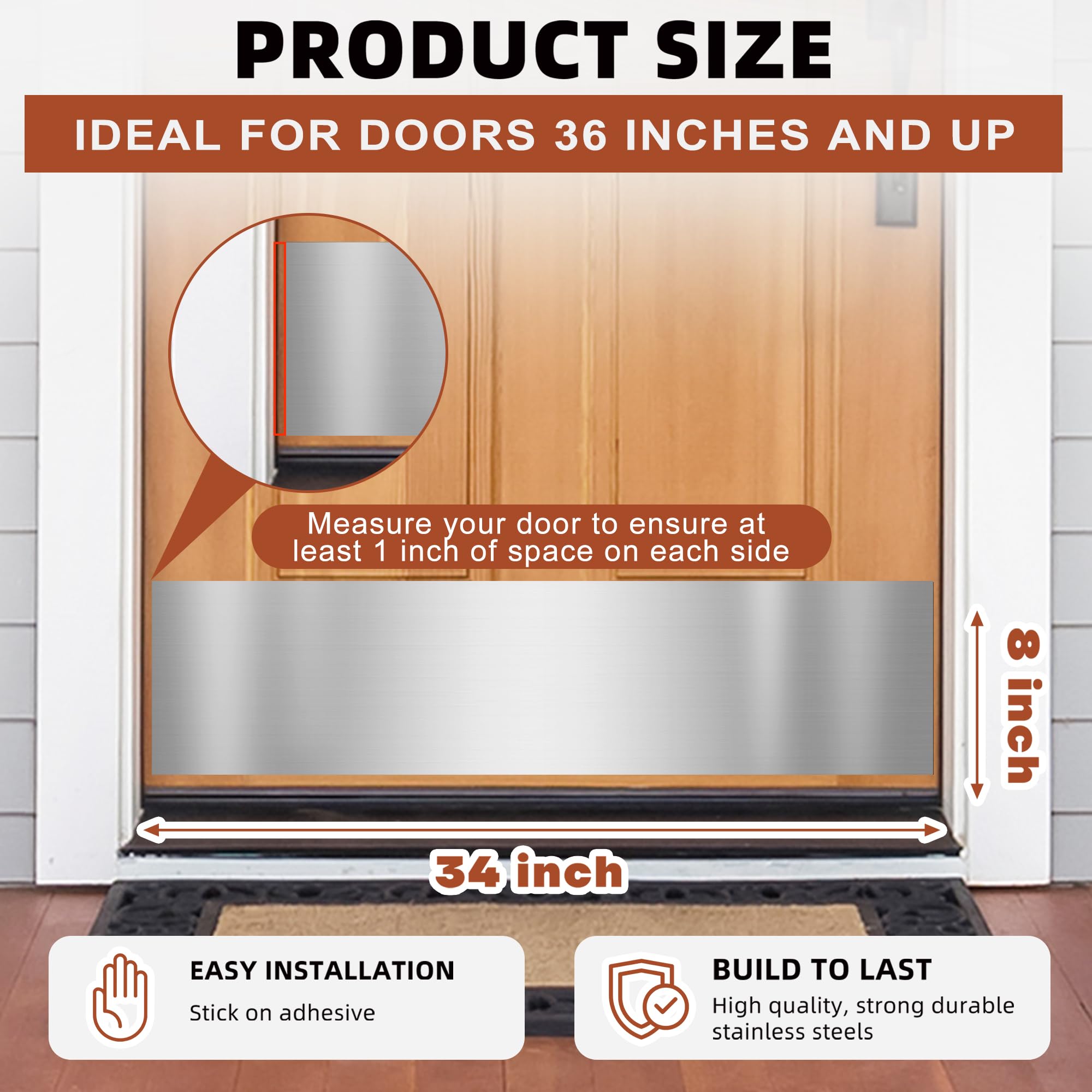 Profasion kick plate aligned on a 36-inch door for universal fit.