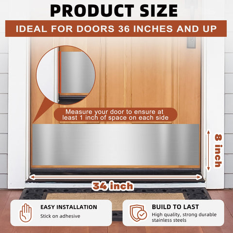 Profasion kick plate aligned on a 36-inch door for universal fit.