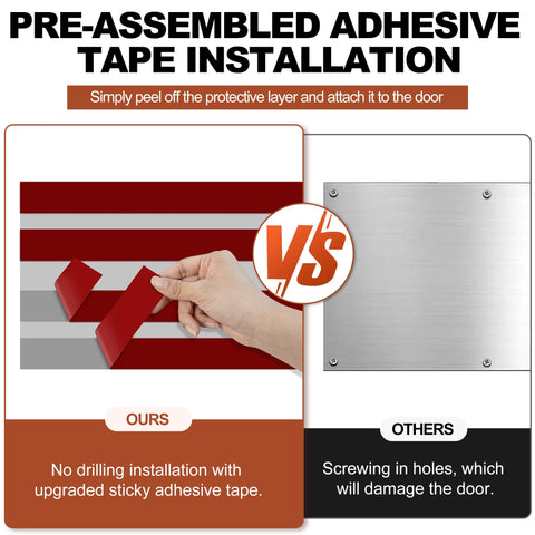 Profasion stainless-steel kick plate closeup highlights durable, rust-resistant construction.
