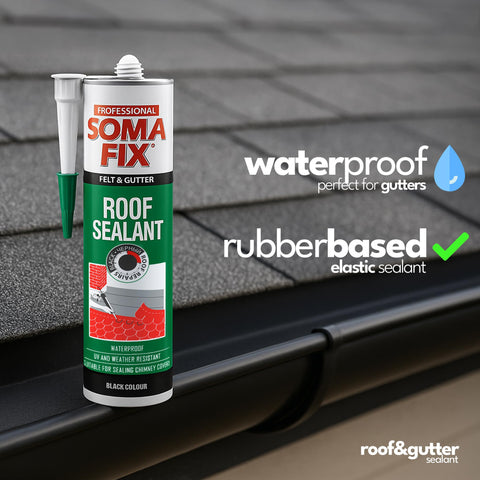 Finished black roof joints with Professional Soma Fix weatherproof seal