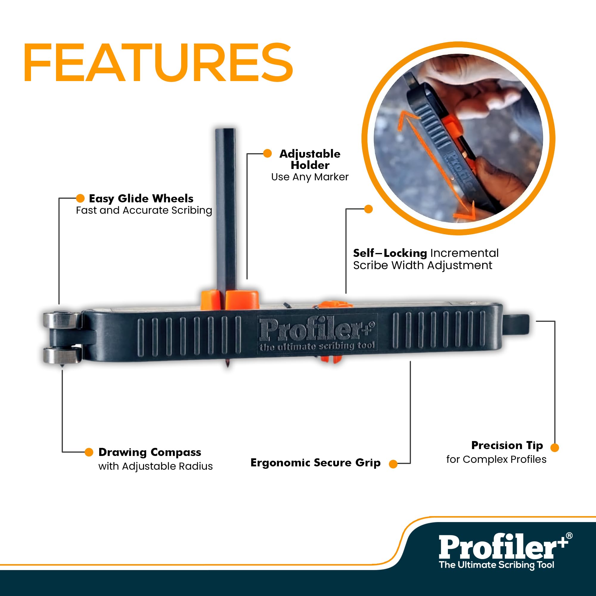 Profiler+ contour gauge scribe tool ideal for intricate profiles