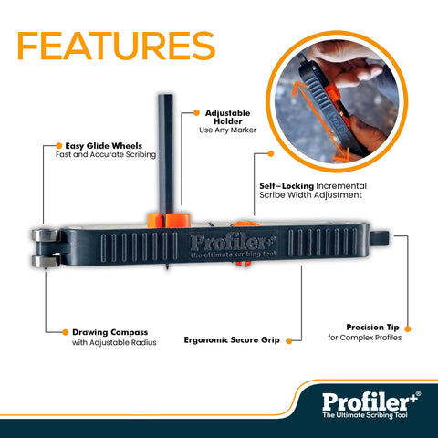Profiler+ contour gauge scribe tool ideal for intricate profiles