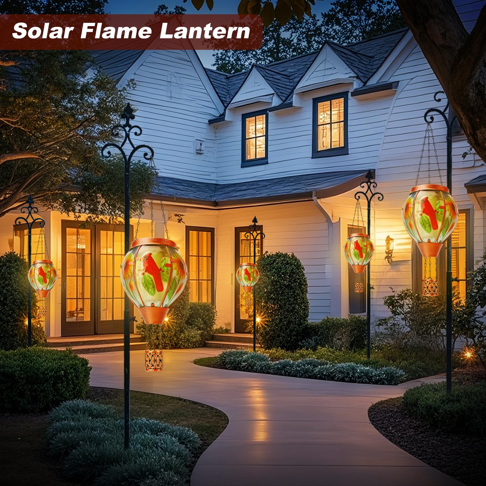 Profinella hanging lantern with chain hooks on porch or tree