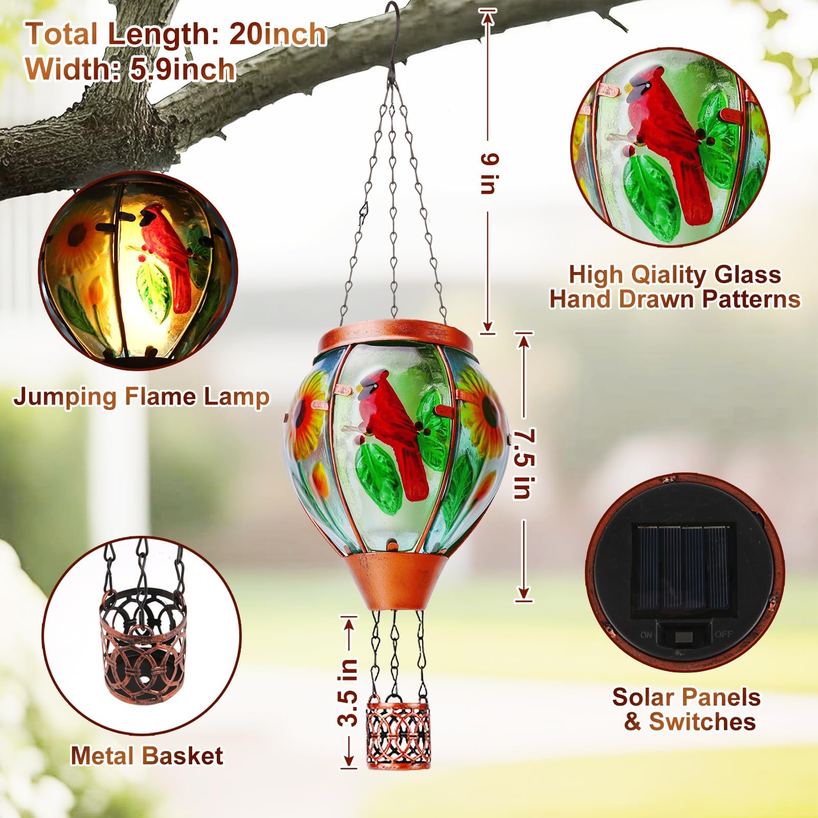 Profinella cardinal lantern brightens yard evenings for outdoor spaces