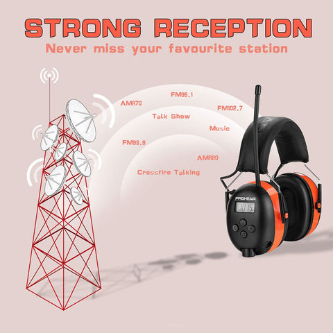 25dB NRR ear protection detail on PROHEAR 027 headset.