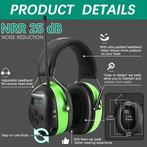 PROHEAR 033 rechargeable battery icon emphasizes 2000mAh capacity.