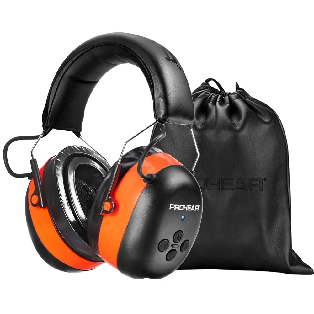 PROHEAR 037 gel ear pads in orange for all-day comfort during mowing