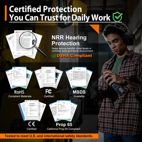 PROHEAR 039 26dB NRR shields ears in loud outdoor work environments