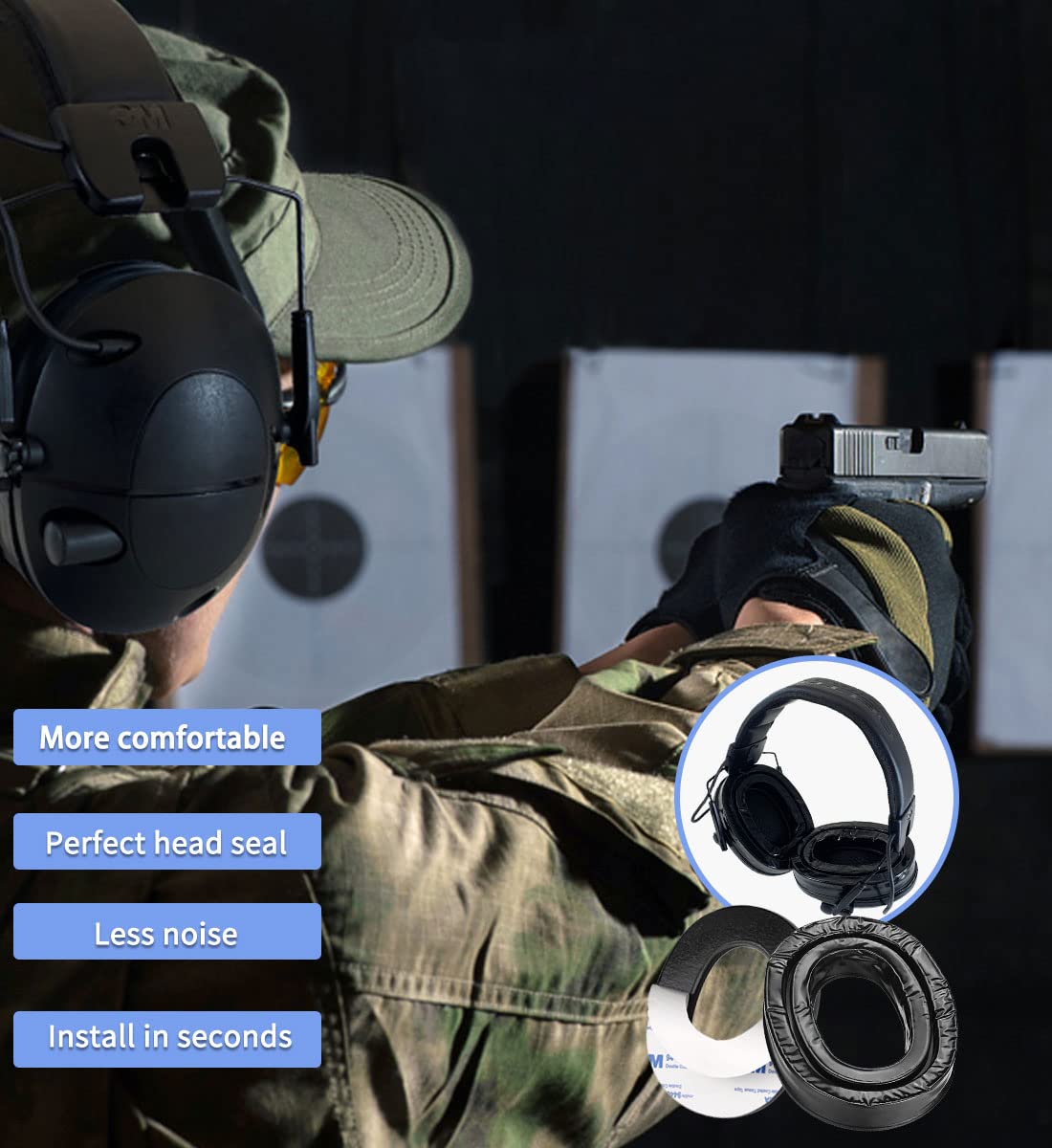PROHEAR gel ear pad side vent supports airflow and comfort.