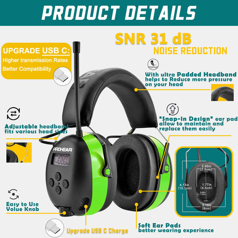 PROHEAR 033 31dB SNR noise protection reduces ambient noise exposure.